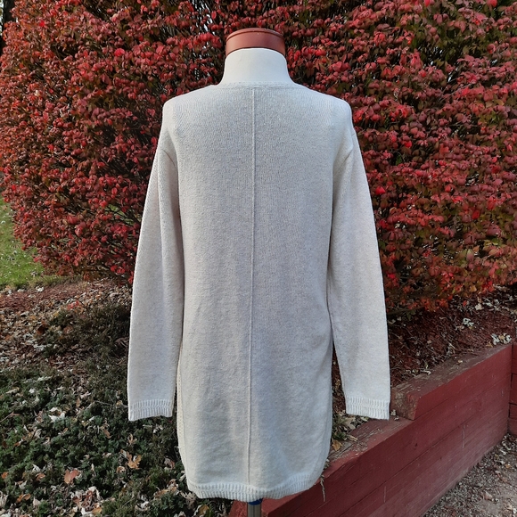 J. Jill Raglan Long Sleeve Waffle Contrast Super Soft Sweater Longline Tan - Picture 6 of 11